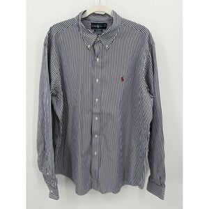 Ralph Lauren Mens Custom Fit Striped Button Down Shirt Red Pony Logo XXL 2XL